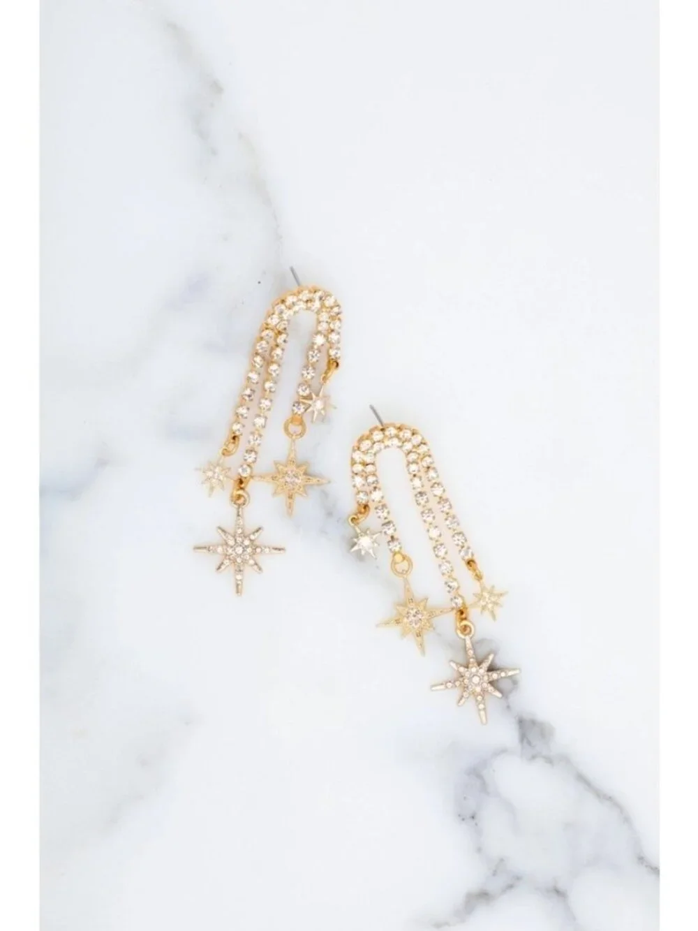 Elizabeth Cole Starlyn Earrings in Gold Womens Drop Dangle Rhinestones Crystals